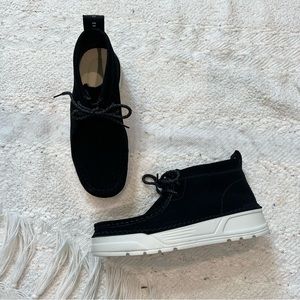 CLARKS Origin Wallabee Shoes Women’s Black Suede Loafers Chukka Chelsea 6.5 NEW!